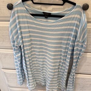 J. Crew Light Blue and White Striped Long Sleeve Sweater